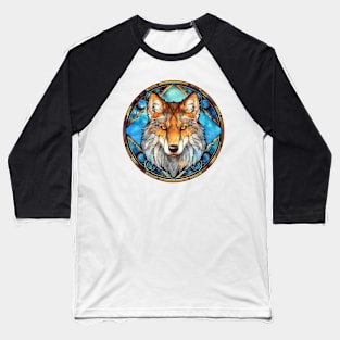 Stained Glass Wolf #4 Baseball T-Shirt